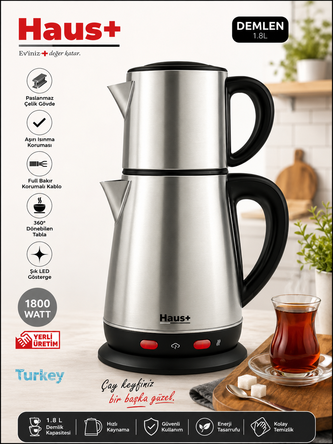 HAUS Elektrikli Çaycı | Otomatik Çay Makinesi görsel 1